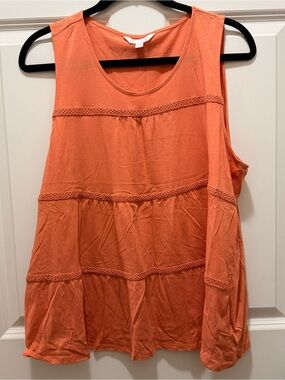 Autumn Layering Feminine Ruffle Pumpkin Colored Flowy Tank LC Lauren Conrad XXL